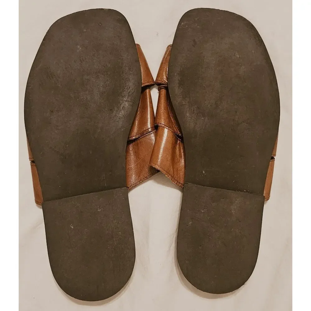 To Boot New York Mens 10.5 Sandals Slide Slip On Brown Leather Italy Made 500